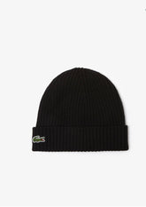 Lacoste Rib Knit Brushed Wool Beanie