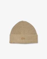 Lacoste Washed Effect Ribbed Cotton Beanie