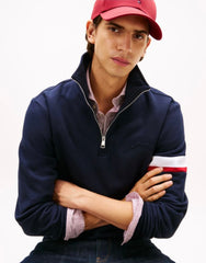 Tommy Hilfiger Quarter-Zip Embossed Logo Jumper