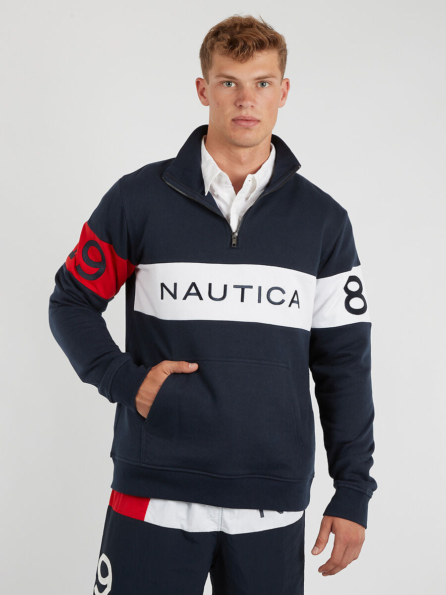 Pull à Fermeture éclair 1/4 pour Homme, Bleu Coral, Taille XL Pull à Fermeture éclair 1/4 pour Homme, Bleu Coral, Taille XL