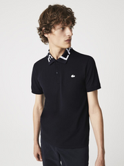 Lacoste Slim Fit Collar Wording Polo Abysm Black