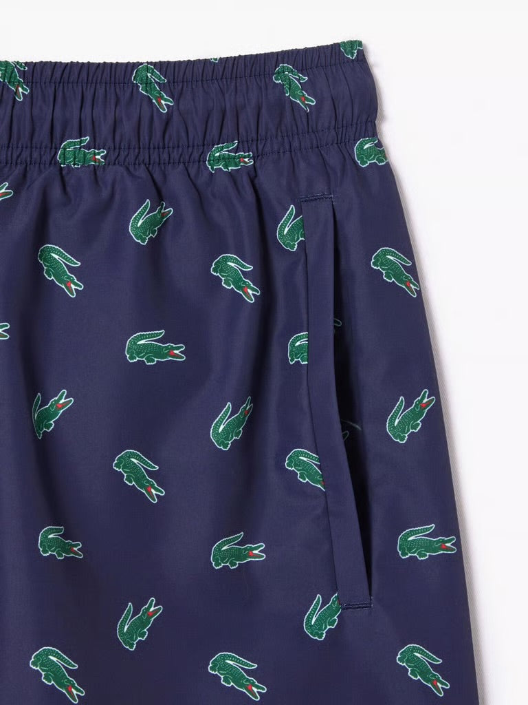 Lacoste Crocodile Print Swim Trunks
