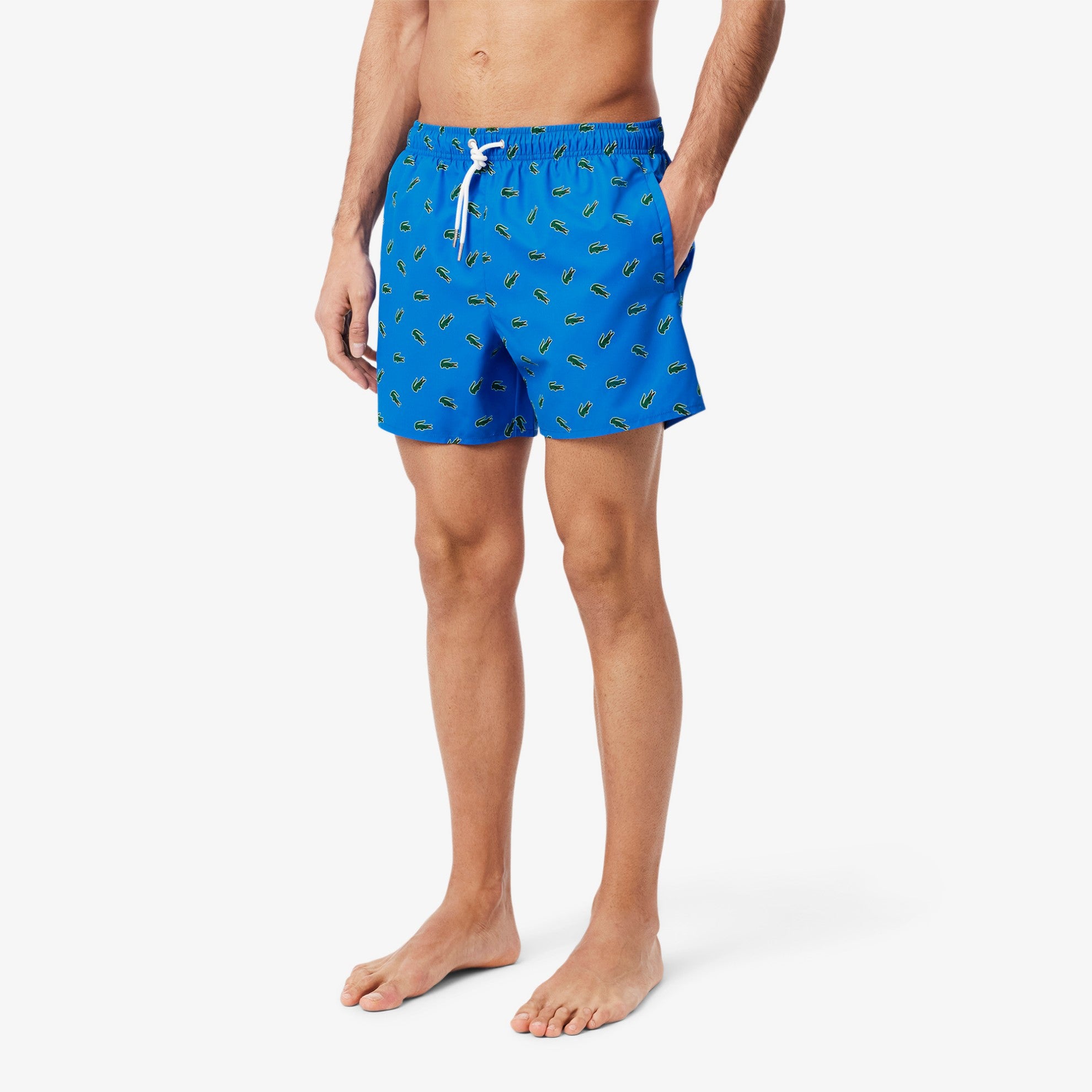 Lacoste Crocodile Print Swim Trunks