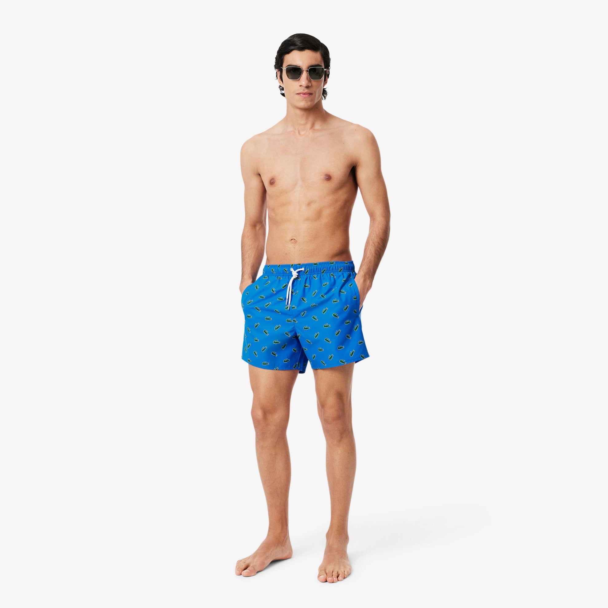 Lacoste Crocodile Print Swim Trunks