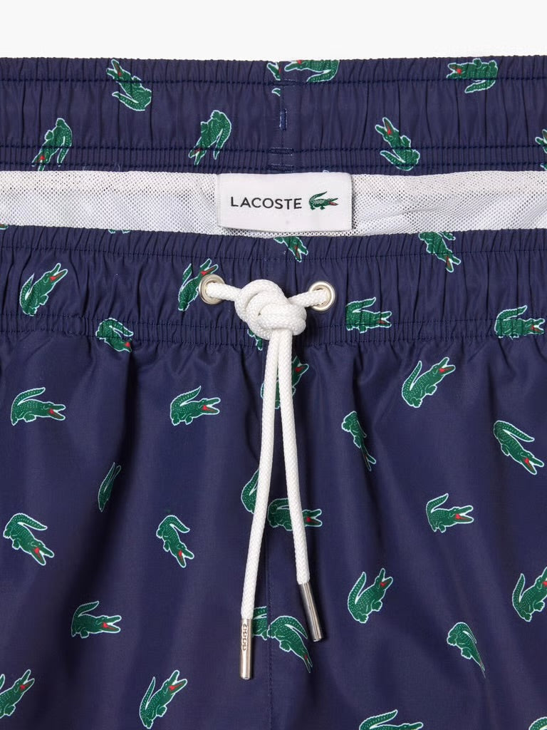 Lacoste Crocodile Print Swim Trunks