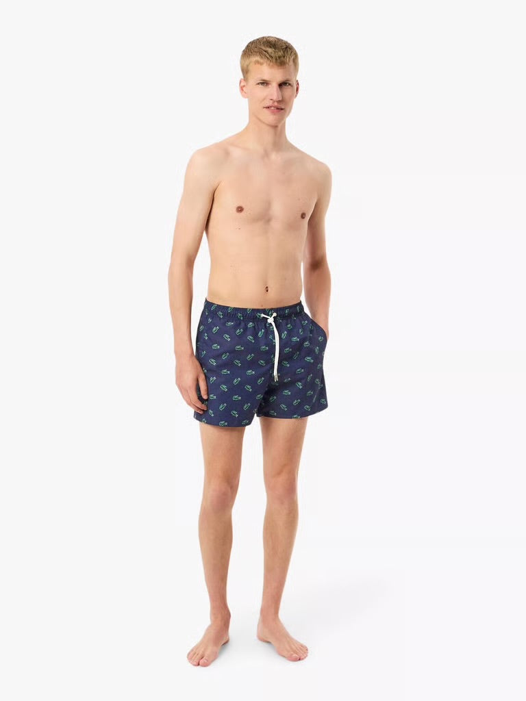 Lacoste Crocodile Print Swim Trunks