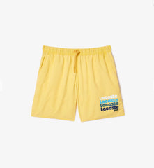 Mid Length Washed Effect Ombré Print Swim Trunks