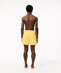 Mid Length Washed Effect Ombré Print Swim Trunks