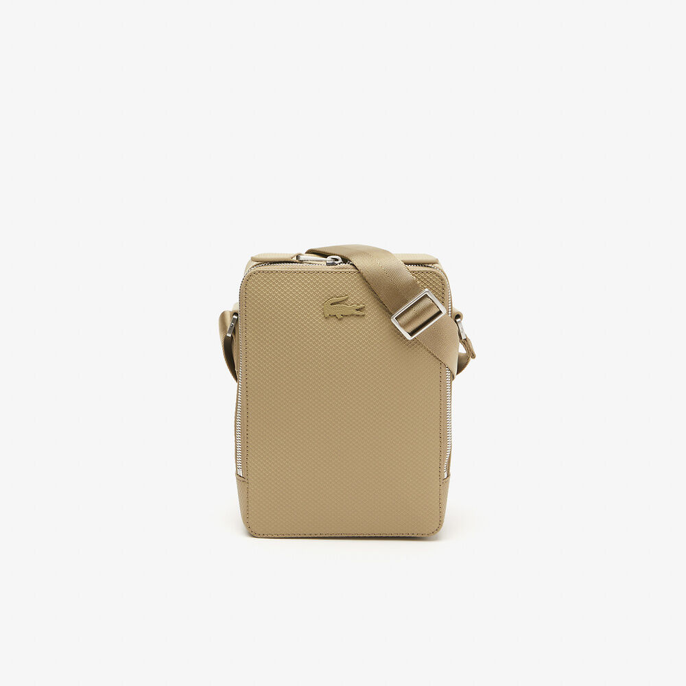 Lacoste Chantaco Matte Stitched Leather Vertical Camera Bag