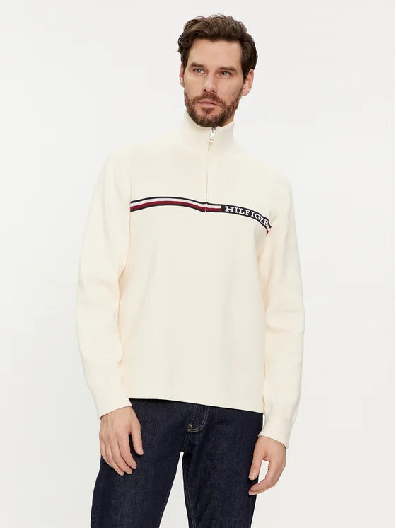 Tommy Hilfiger Global Stripe Mock Zip Sweater