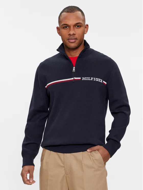 Tommy Hilfiger Global Stripe Mock Zip Sweater