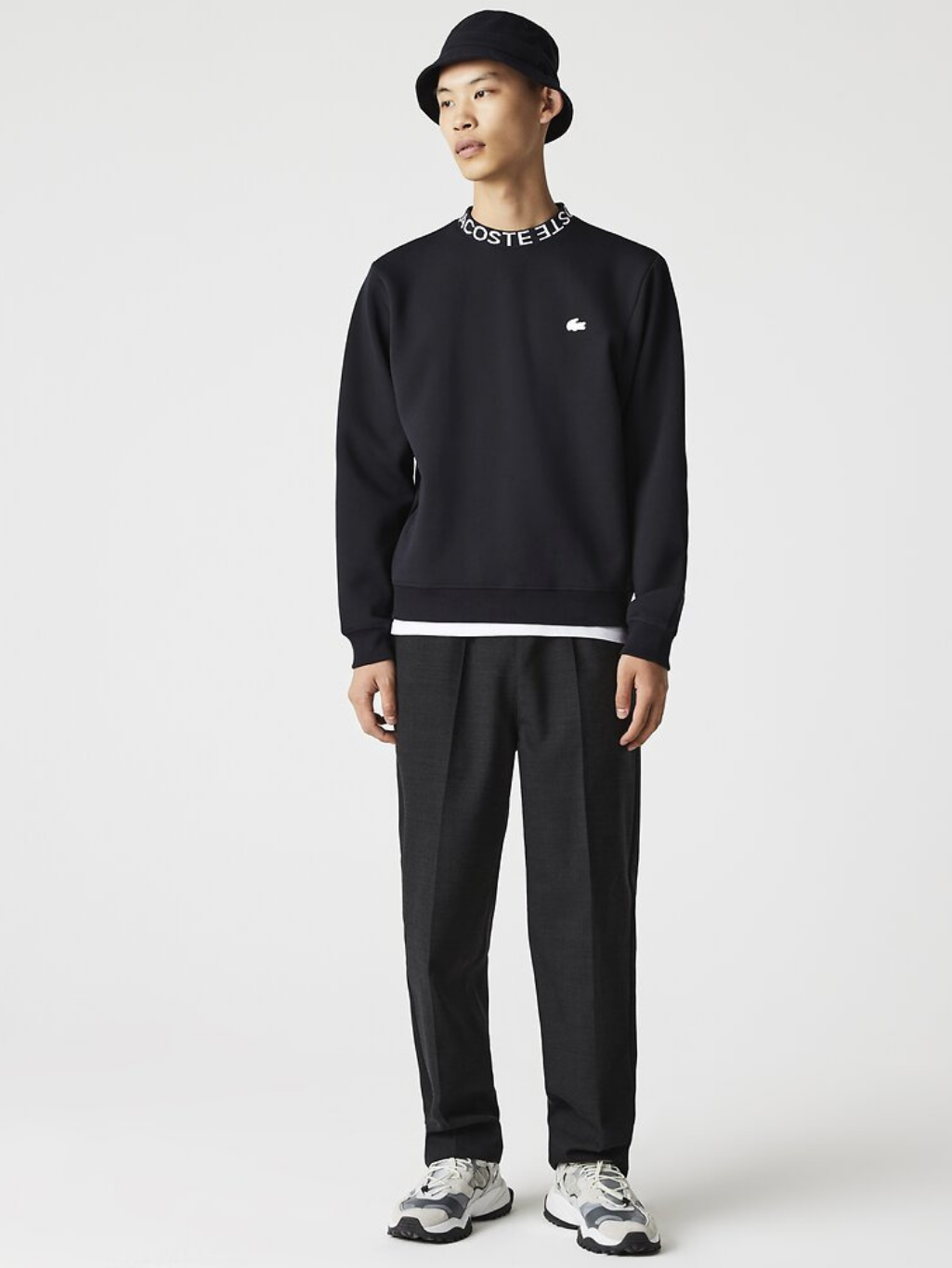 Lacoste Double Face Collar Wording Sweat Abysm Black