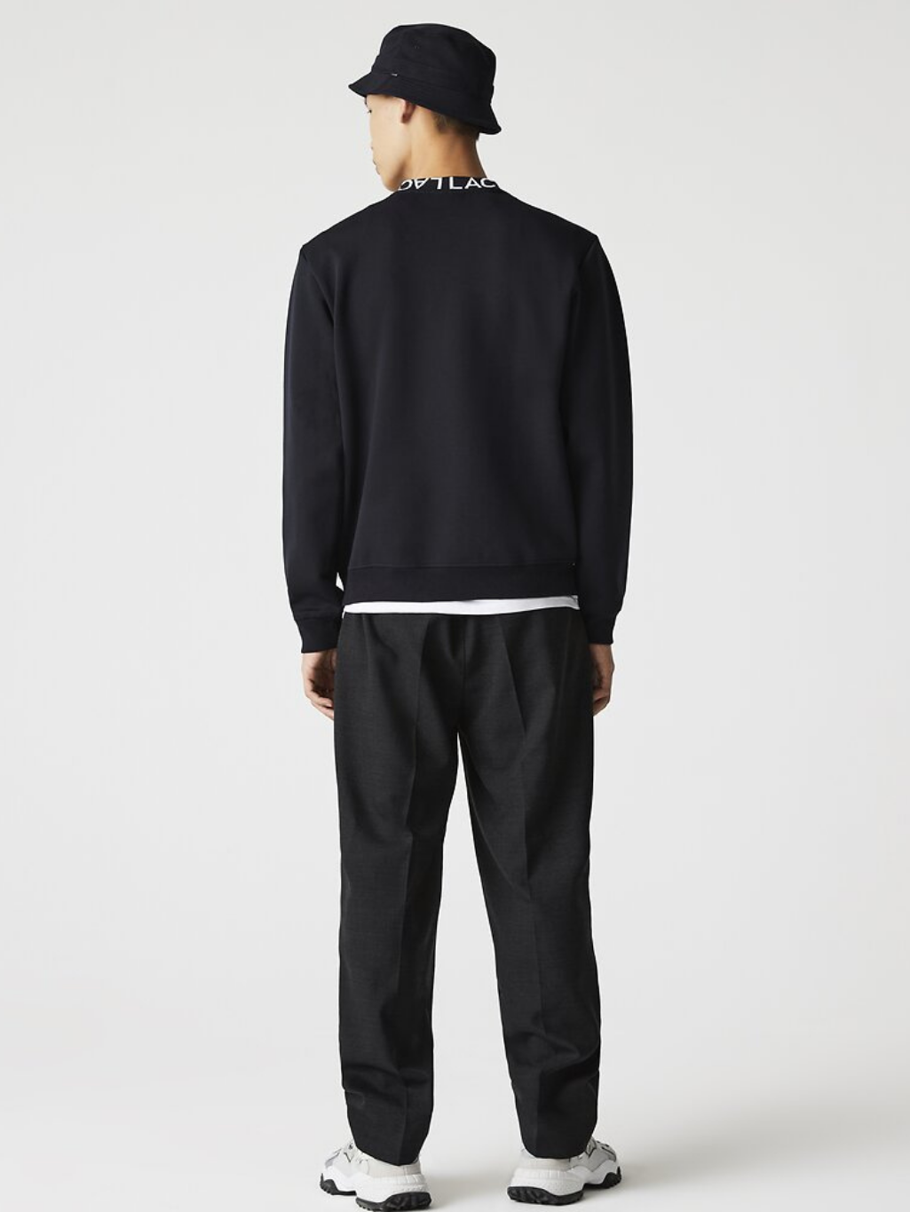 Lacoste Double Face Collar Wording Sweat Abysm Black