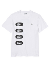 Lacoste Men's Crew Neck Crocodile-Print Cotton T-shirt